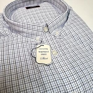 UNTUCKit Casarena Winkle Free Men's 3XL Blue Gray Check Long Sleeve Button Up